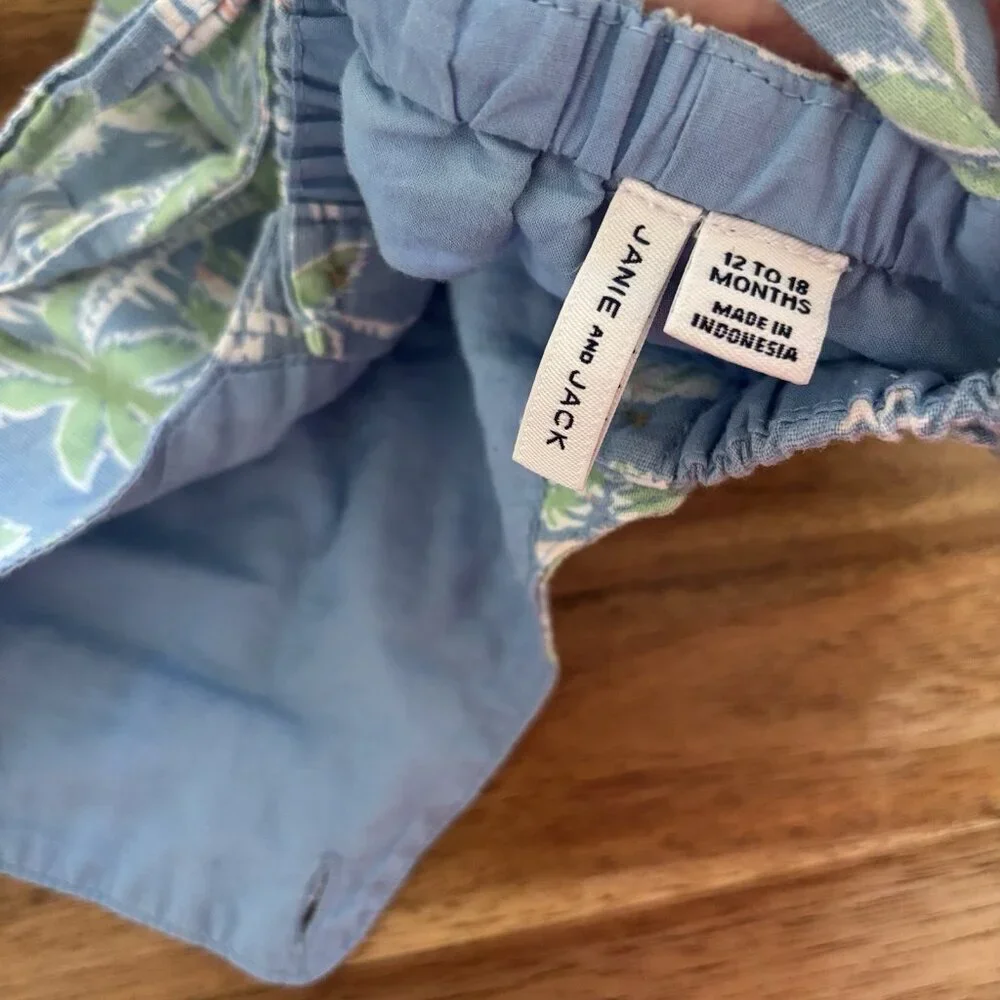 JANIE & JACK Tropical Print Shortall Baby Size 12-18‎ Month Resort Beach Island